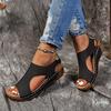 Women's Solid Color Wedge Heeled Sandals, Casual Open Toe Platform Shoes, Comfortable Ankle Strap Sandals