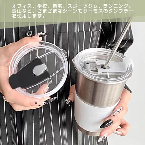 Samcos Tumbler Lid, Replacement Tumbler Lid for Vacuum Insulated Mug Cups, with Straw, Transparent, Improved Heat and Cold Insulation, Slide-Opening D