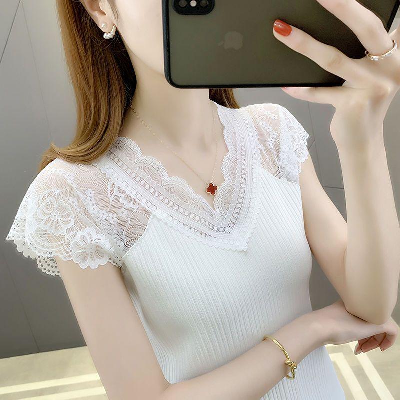 Plus Size Lace Trim V-Neck Summer Camisole - Women s Sleeveless Slim Fit Base Layer S for 70-95 jin