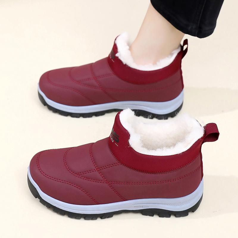 Women's Large Size Soft Sole Winter Warm Non-slip Fur One Snow Boots One Foot Stirrup Padded Lined Ankle Boots Non-slip Outdoor Sports Cotton Boots