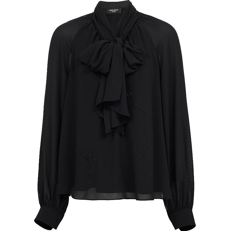 VEROMODA Rhinestone Tie-Neck Blouse