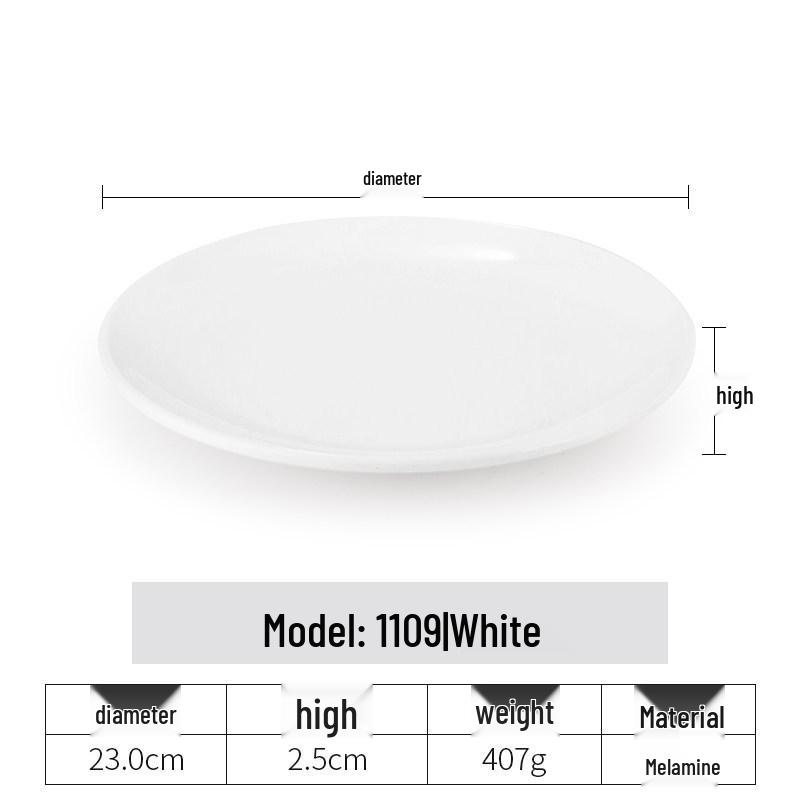 White Melamine Plastic Round Plate for Catering and Restaurant Dining