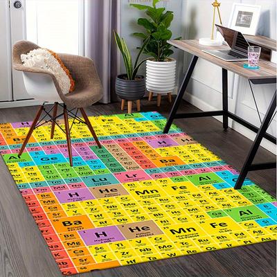 1pc Periodic Table,Chemistry,Elements Office Carpet Soft Polyester Non Slip Machine Washable Indoor