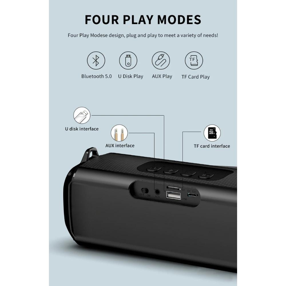 Popular RGB LED Lights Speaker EBS-045 BT 5.0 Portable Wireless Bluetooth Music Player Micrphone Built TF Card Support