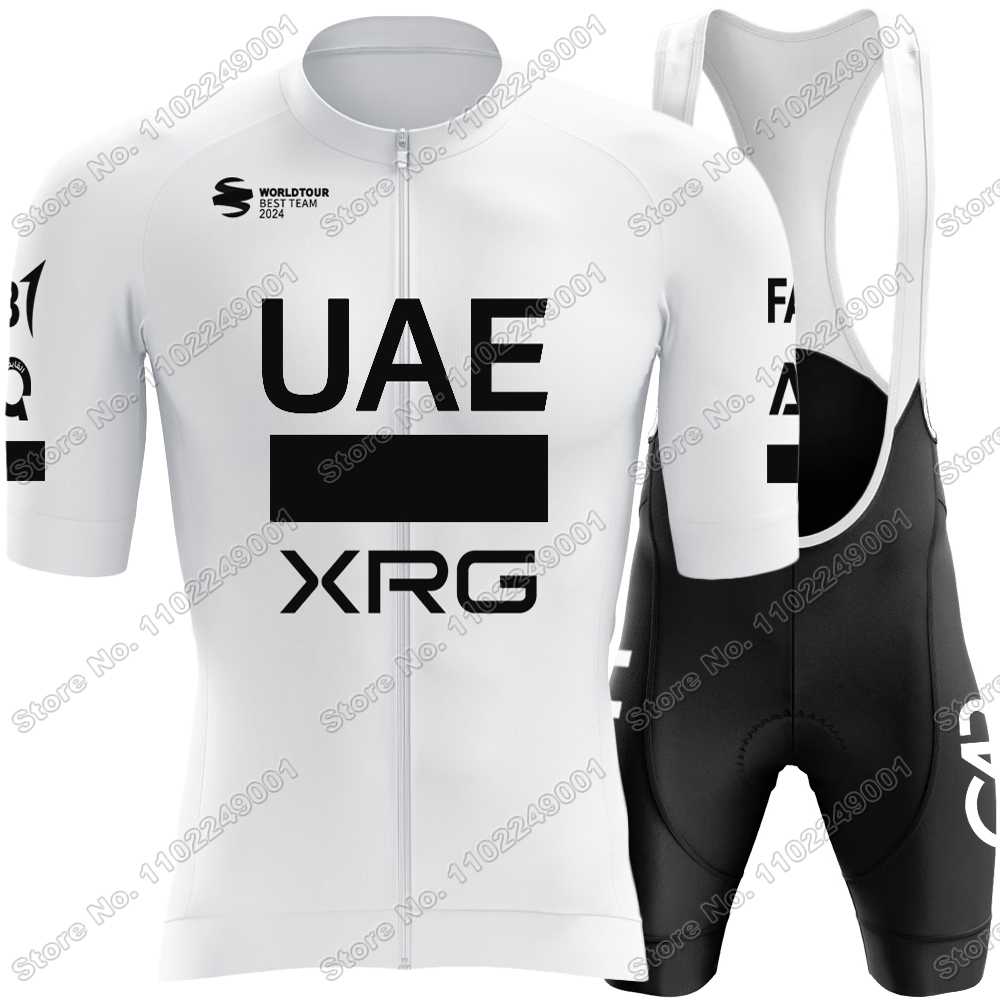 Weißes Team Fahrradtrikot Set Herren Fahrradbekleidung Sets Sommer Rennrad T-Shirts Anzug Fahrrad Trägerhosen MTB Trikot