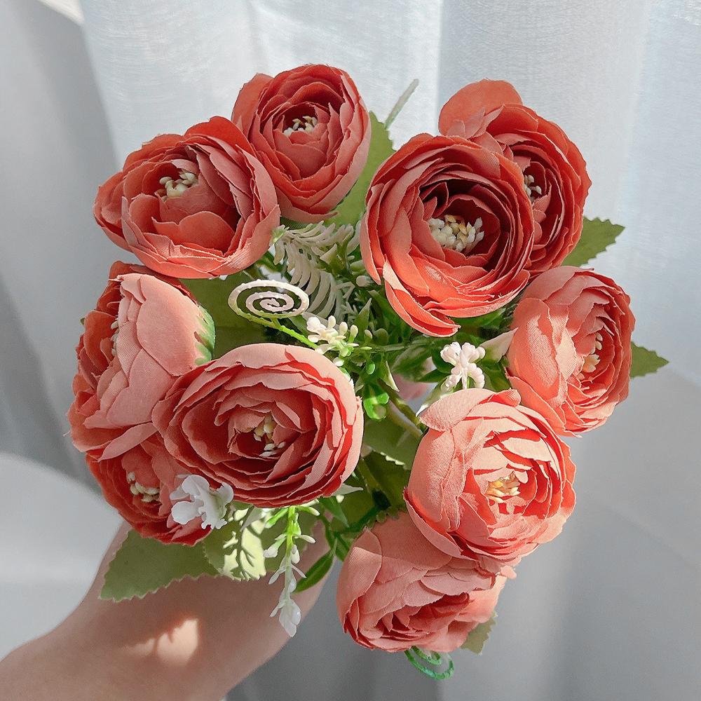 10Heads Rose Bouquet 30cm Artificial Flowers Living Room Room Decoration Party Bridal Wedding Decor DIY Christmas Handicrafts