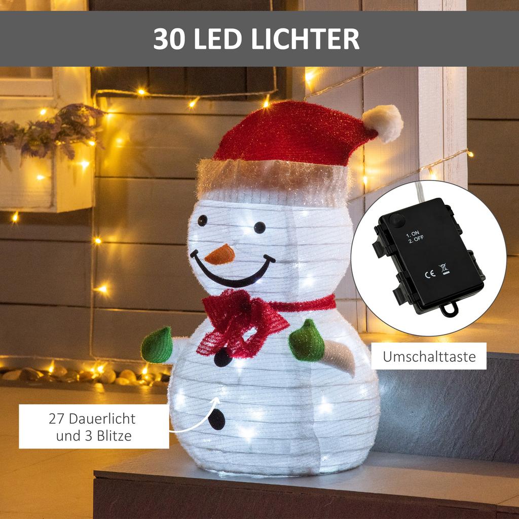 Christmas Decoration Snowman Outdoor. Christmas Decoration Christmas Light, Incl. LEDs, 30 Cm X 30 Cm X 51 Cm, Red+white