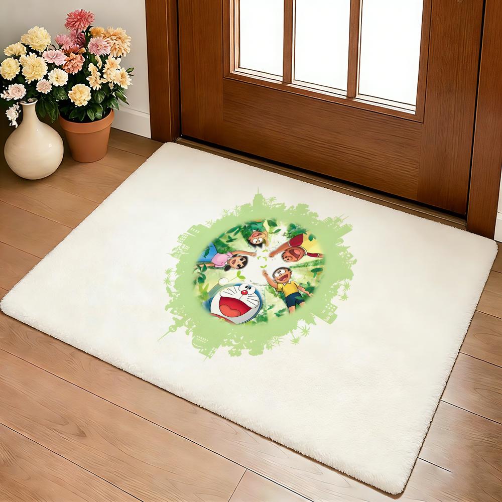 Kwaii Anime D-DoraemonS Floor Mat Cozy Flannel Soft Thick Non-Slip Mat For Living Room Bedroom Kitchen Decor Rugs