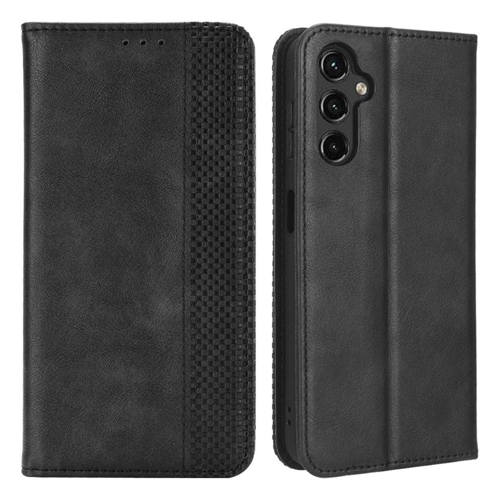 For Samsung Galaxy A24 4G (162.1 x 77.6 x 8.3mm) PU Leather Smartphone Case Vintage Stand Wallet Anti-drop Phone Cover