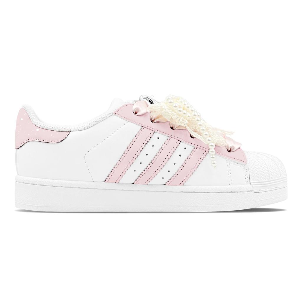 adidas Originals Superstar 2 Skateboard-Schuhe Damen Low Top Weiß/Rosa JH9976(Team1655-S-BOX)
