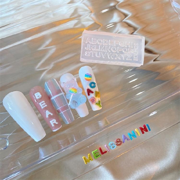 5Pcs/set Nail Art Molds UV Epoxy Resin Glue Silicone Mould Letters and Numbers
