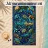Mermaid Theme Soft Beach Towel Personalized Custom Name Text Towel Portable for Beach Pool Travel