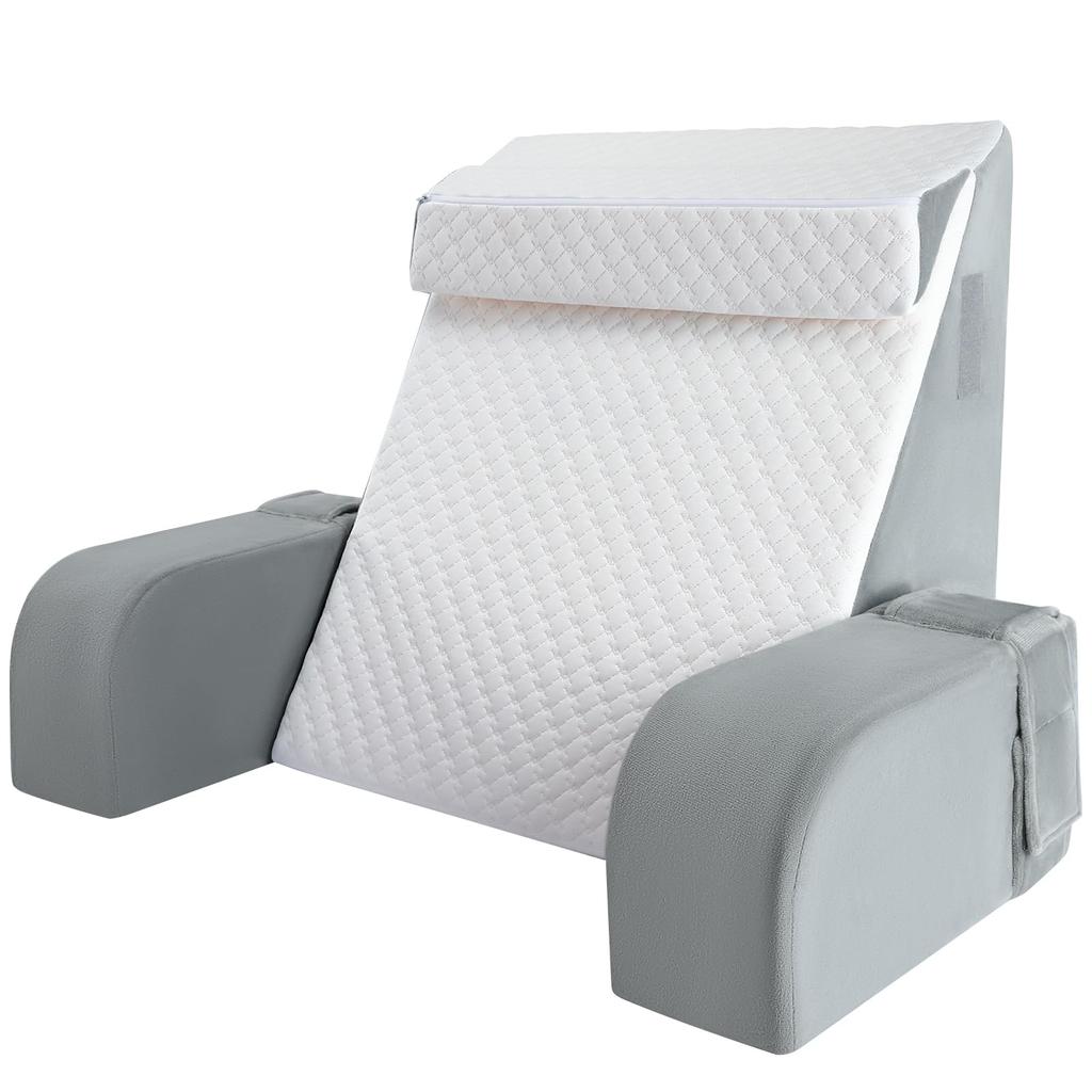 Azamia Backrest Cushion with Detachable Arms, Reading Cushion, Lumbar Support Cushion for Adults, TV Pillow, Portable Arm Support, Pocket and