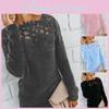 Gemütliche Damen Herbst Winter Fleece Pullover Oberteile mit elegantem Spitzendesign für Stil