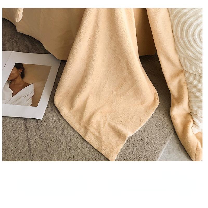 Maternal and Infant Class A Milk Fleece Bed Set of Four Pieces for Autumn and Winter Warm and Thick Coral Fleece Sleeping Naked with Fleece