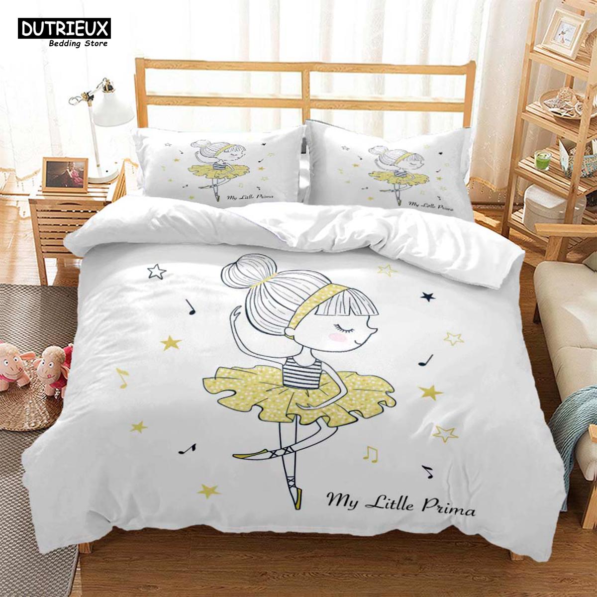 

Soft and Comfortable Ballet Girls Minimalist Fashion 3 - Piece Bedding Set, Customizable (135x200cm)