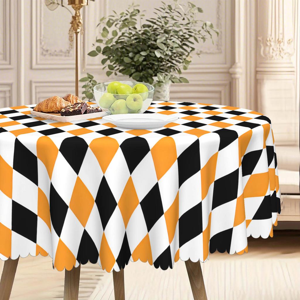 1 Halloween Orange And Black Tablecloth For May 5Th, Day Of The Dead, Party Decorations