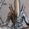 Matte Metal Texture Alien 3D Printed Figurine, Zen Meditation Detailed Model Desktop Ornament, Collectible Sculptures for Sci-fi Fans Modern Art Piece