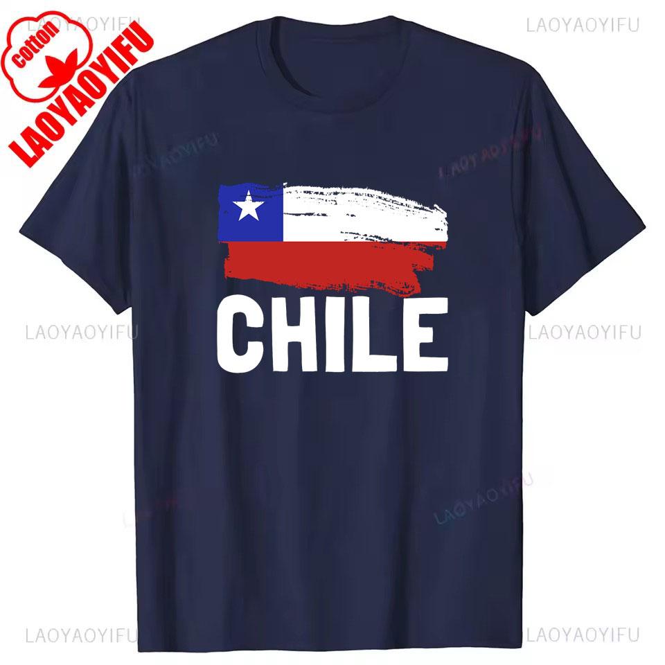 Chile Flagge Stolzer Chilene Aufdruck T-Shirt Herren Damen Baumwolle Humor Streetwear T-Shirt Kurze Ärmel Unisex Locker Kleidung Herren