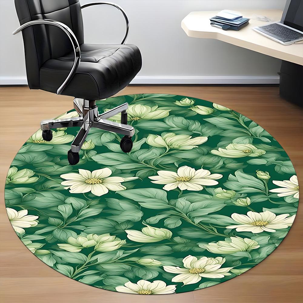 1pc Floral Pattern Office Round Area Rug, Indoor Mat Suitable ForOffice, Under Office Chairs Bedroom Living Room Home Decor, Room Deco  D045
