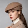 French heavy industry rhinestone flower wool beret female autumn and winter retro elegant painter hat light luxury banquet temperament felt