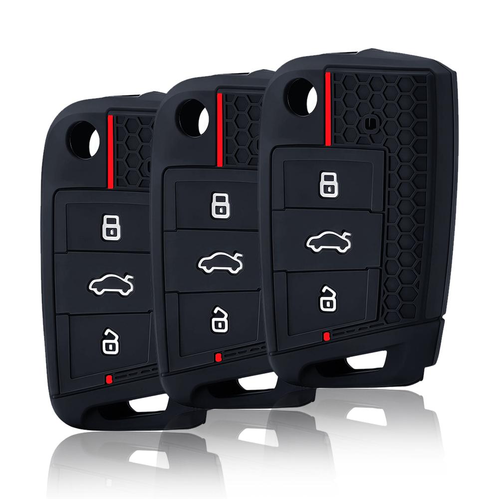 Silicone Car Key Case Cover For Volkswagen Vw Golf 7 Mk7 Tiguan Mk2 For Skoda Octavia 3 A7 Kodiaq - Seat