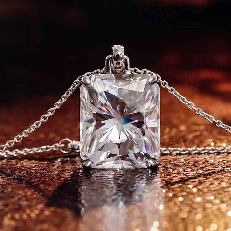 

925 Sterling Silver Square Cubic Zircon Pendant Necklace Minimalist Eternal Wedding Band Jewelry Sparkling Dainty Accessories