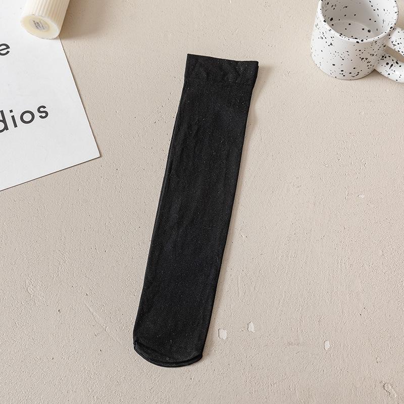 Velvet Calf Socks Women'S Black And White Summer Ultra-Thin Long Knee Socks Solid Color Japanese Jk Socks One Piece Hair