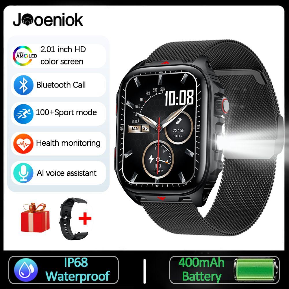 New 2.01-inch Full Touch Screen SmartWatch Sleep Monitoring IP68 Waterproof Bluetooth Call LED flashlight Smart Watch Men