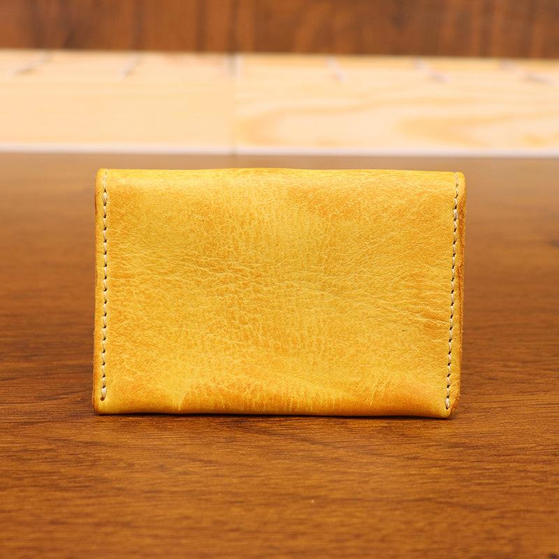 Neue Kopfschicht Kuhleder-Abholtasche für weibliche Studenten, Einfache Kartentasche, Retro-Gemüsegerbung Leder verwendet, Gebürstet, Handgefertigte Visitenkartenetui