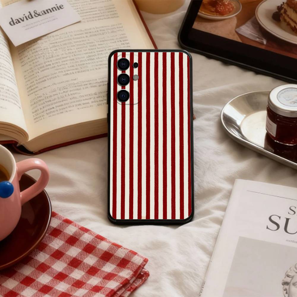 B-Burgundy W-White Stripe    Phone Case For Samsung S 25,24,23,22,30,21,10,9,Ultra,Plus,Lite,FE,4,5 G Soft Black Case