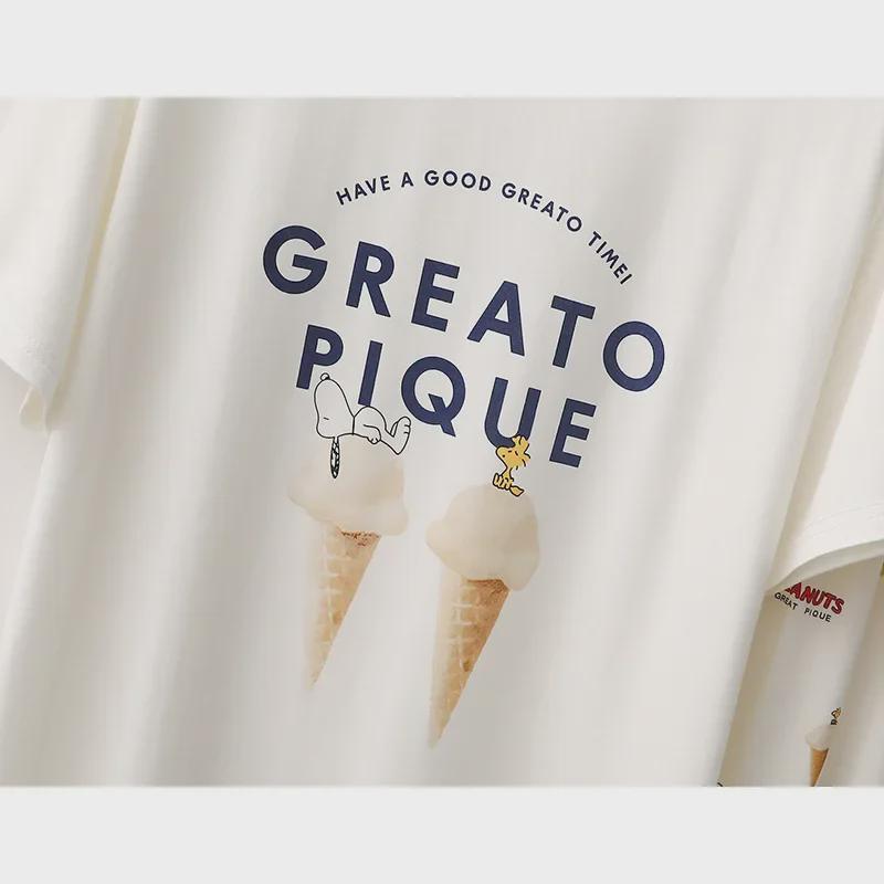 GP Ice Cream Cartoon Pajama Set: Modal Short-Sleeved Top & Trousers for Home