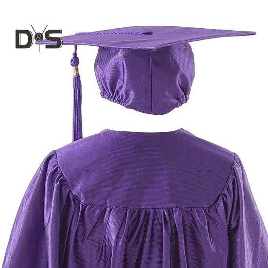 Kinder-Kindergarten-Abschlussuniform mit Quastenhut und Schal, V-Ausschnitt, knielang, lange Ärmel, Reißverschluss, Grundschul-Abschlussrobe für Kinder