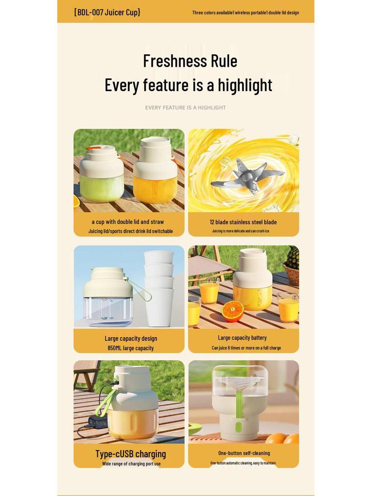 Portable Multi-Function Rechargeable Juicer Cup