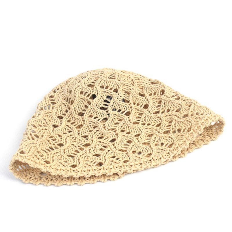 Universal chemistry Wave Knit Beige Bucket Hat