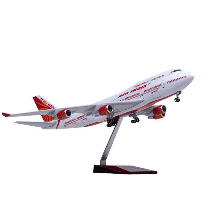 1:150 Scale 47cm 747 Aircraft Model Air India Boeing B747 Aircraft Model Die-Cast Resin Aircraft Decoration with LED Lights