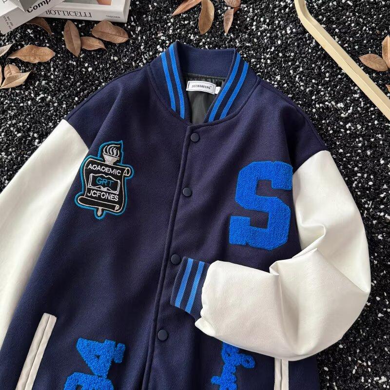 Autumn New Baseball Jacket Men Trendy American High Street Jacket Versatile Couple Style Jacket Trendy Men Autumn Winter