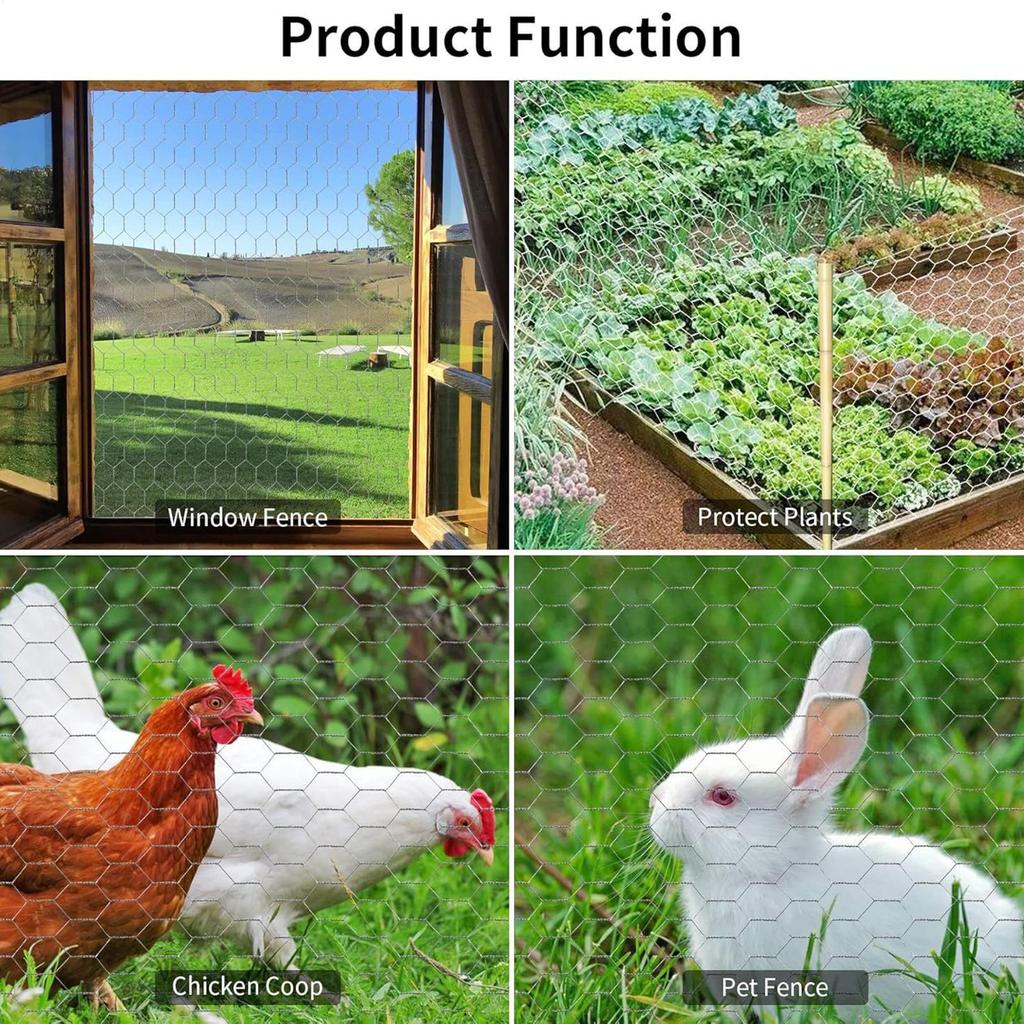 Poultry Netting Hexagonal Galvanized Netting Floral Chicken Wire Fence For Craft For Pet Animal Tree Duck Coop Garden Compost