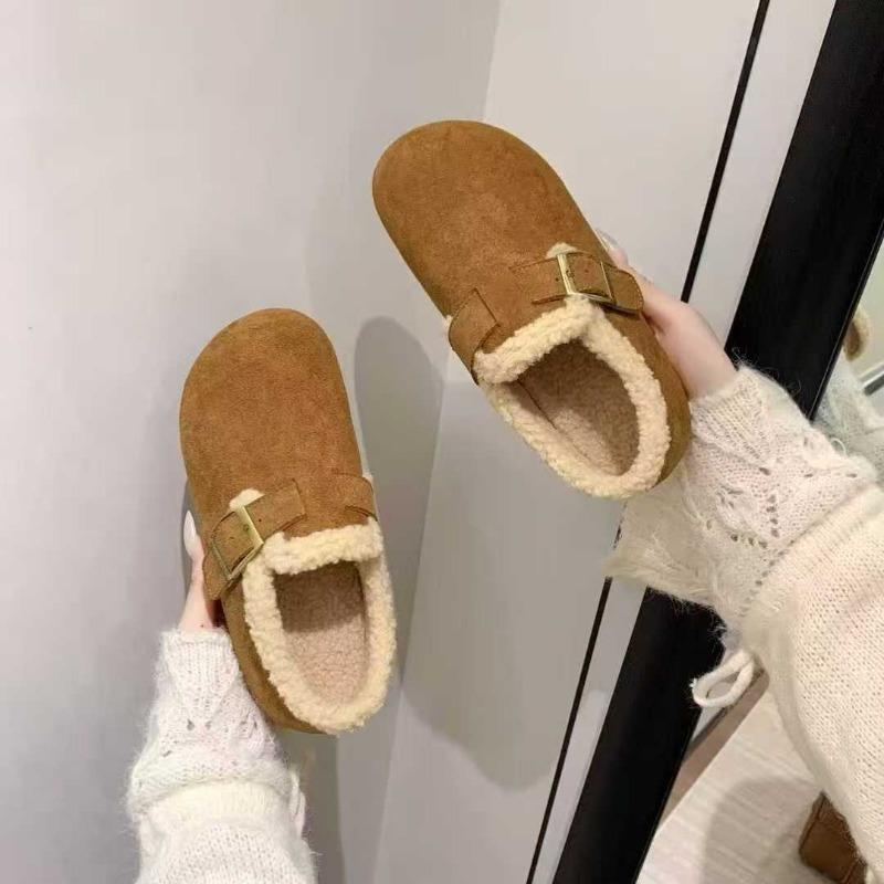 Fleece Women's Flat Bottom One Pedal Doudou Women's Shoes New Warm Maternity Cotton Shoes Winter
