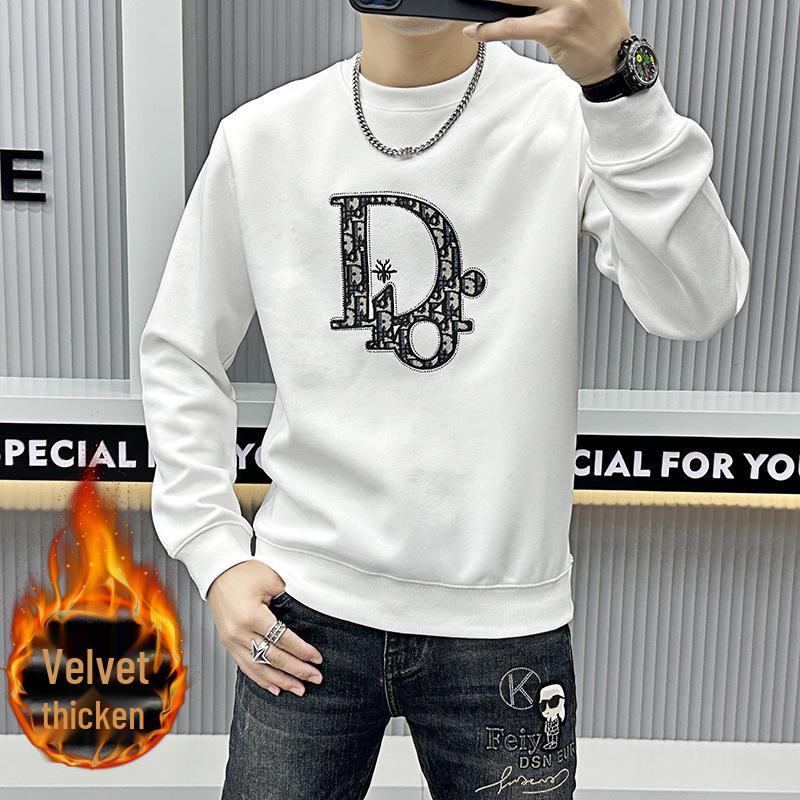 

Толстовка с вышивкой буквы D, толстая зимняя - Пуловер из флиса высокого класса M