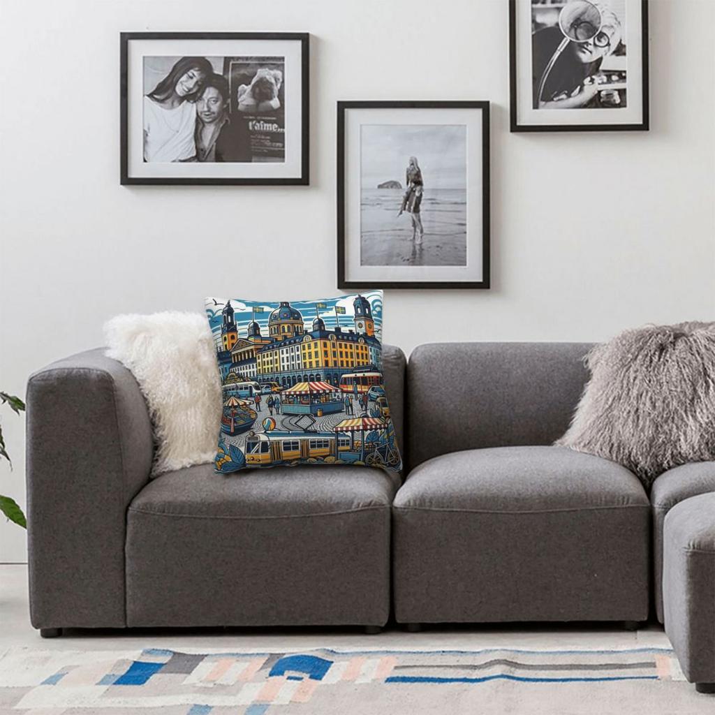 Gothenburg Sweden Pillowcase Polyester Linen Velvet Creative Zip Decorative Throw Pillow Case Home Cushion Cover 18"