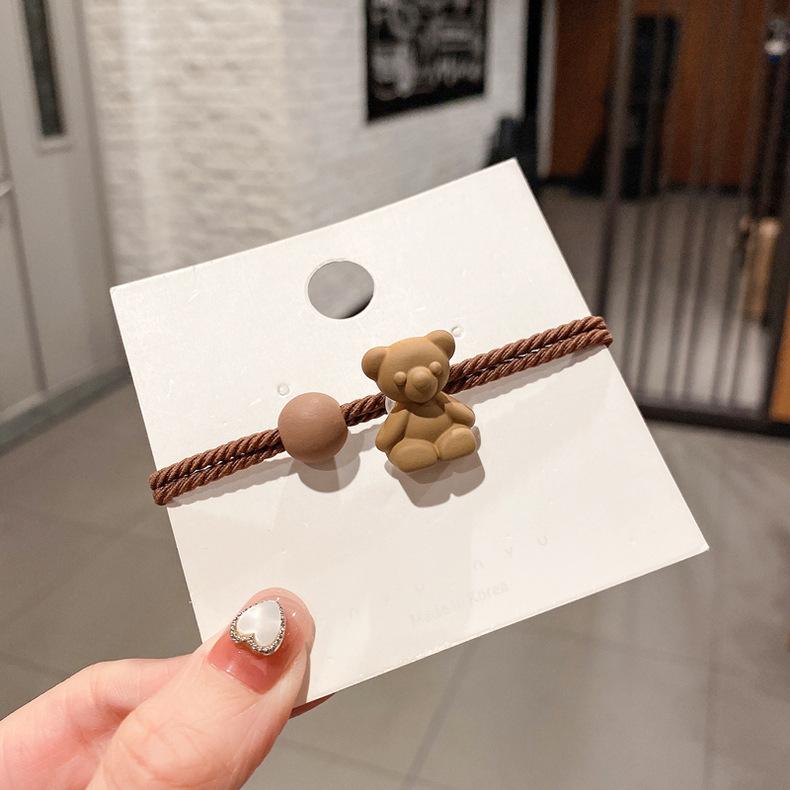 Simple Light Luxury Bear Hair Band Cartoon Hair Rope Girls Tie Hair Rubber Band Headrope Women'S Hair Accessories