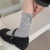 Ladies Autumn Winter Warm Polka Dot Heel Bow Sleep Mid Tube Pile Socks