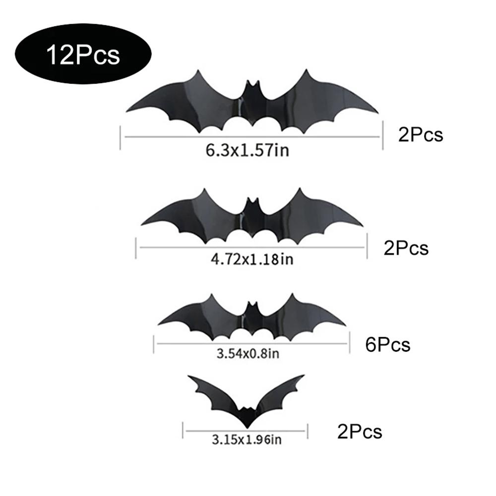 Halloween Bats Decorations,3D Pvc Bat on The Wall,Black Bats Wall Stickers,Halloween Scary Props  2025new