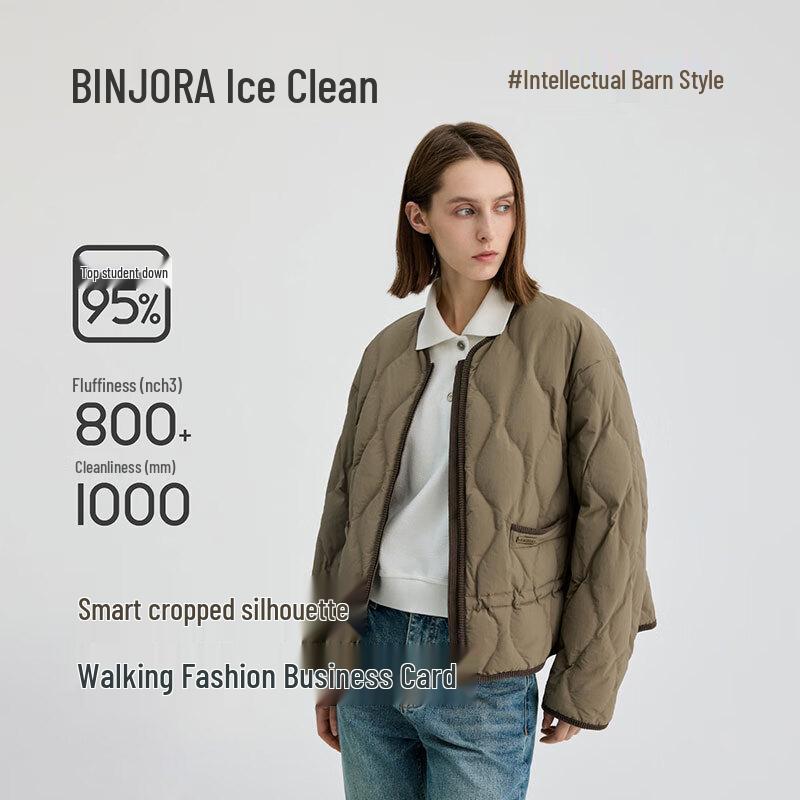 BINJORA Women's Lightweight Round Neck Down Jacket J5300JI30D