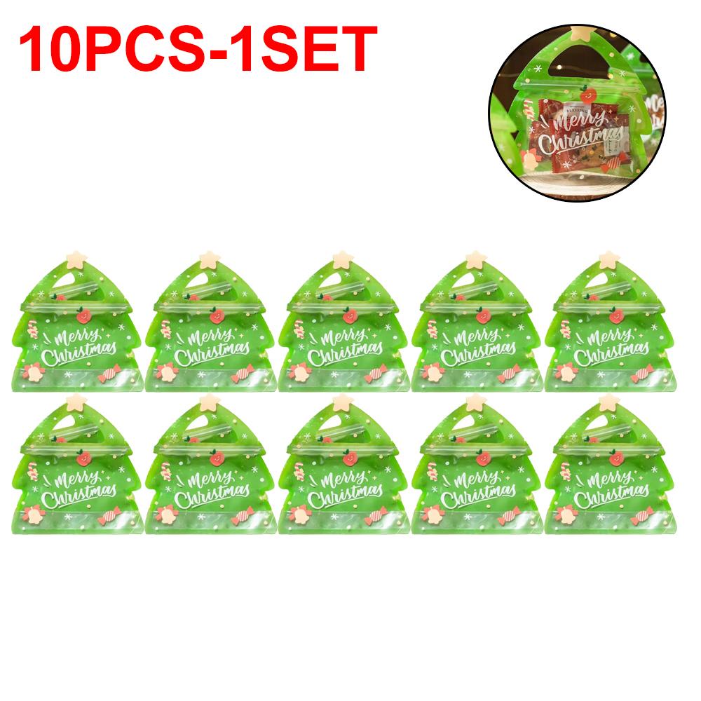 

10/30/50/100/200 шт. Рождественский елочный пакет с ручкой для конфет, шоколада, печенья, нуги, бисквита, подарочная упаковка с застежкой-молнией 21x19cm