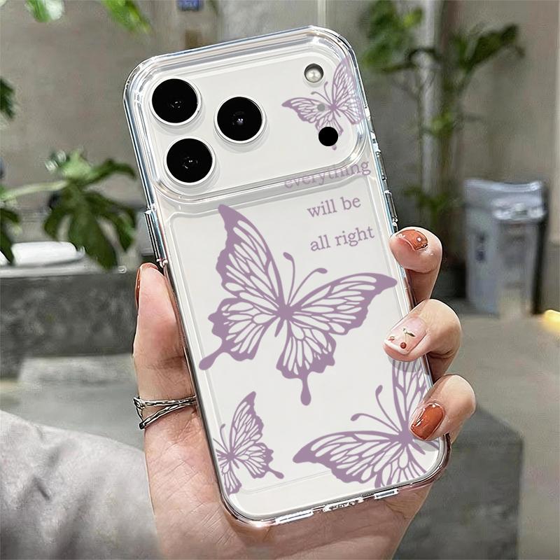Black Butterfly Printed TPU Phone Case For iPhone 17 16 Pro 15 14 13 12 Pro Max 11 Shockproof Transparent Soft Silicone Cover
