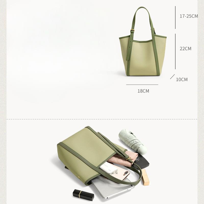 Spring/Summer Niche Genuine Leather Women's Bag Tote Bag Green Small Fresh Bucket Bag Hand Bill Shoulder Underarm Bag