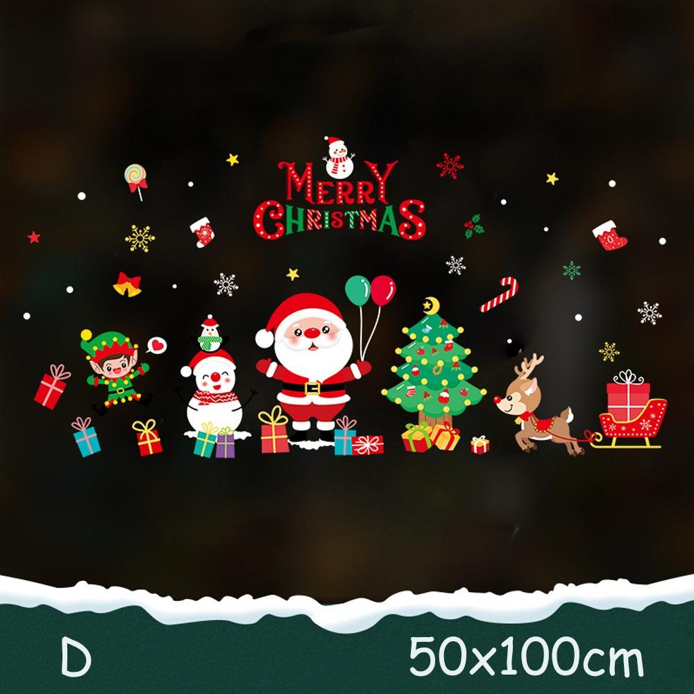 2025 Happy New Year Christmas Sticker Santa Claus Snowman Xmas Decal Merry Christmas Xmas wreath Window Sticker Shopping Mall