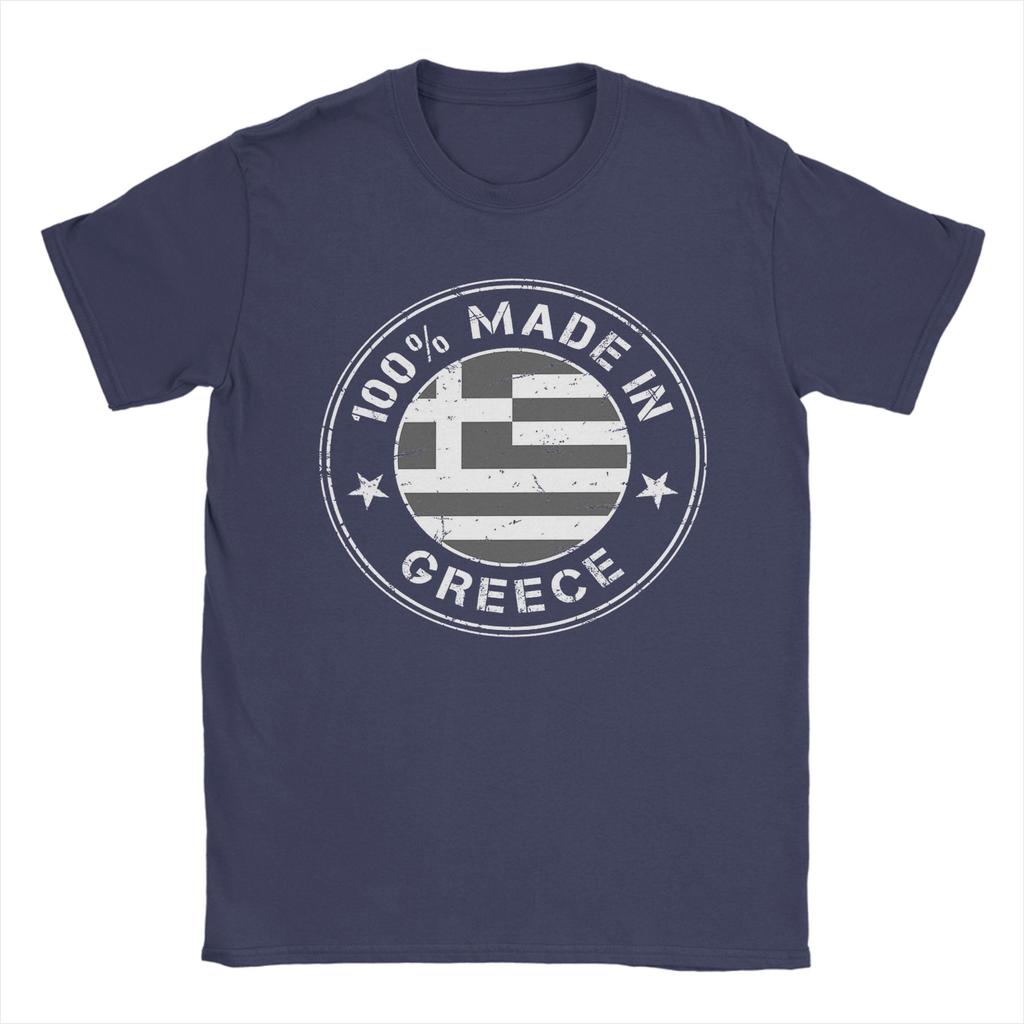 Greece greek flag TShirts for Men Crazy Pure Cotton Tee Shirt Crewneck Short Sleeve T Shirt Summer Clothes